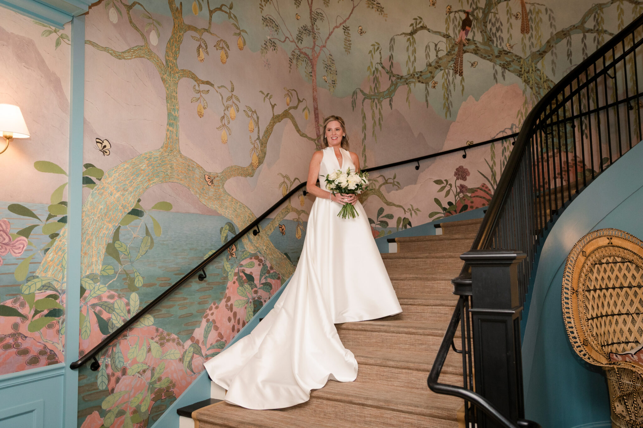 Gardiner House Staircase Wedding Photograph