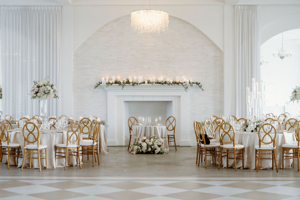 Warm-toned wedding florals styled for a South Florida fall celebration